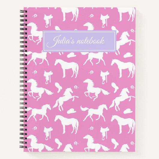 Horseriding Custom Naam Paardensport Gift Roze Notitieboek (Voorkant)