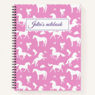 Horseriding Custom Naam Paardensport Gift Roze Notitieboek