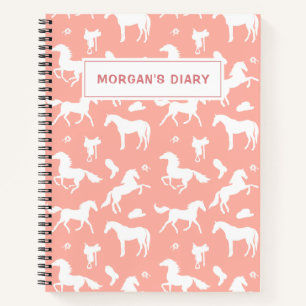 Horseriding Custom Name Equestrian Gift Peach Notitieboek