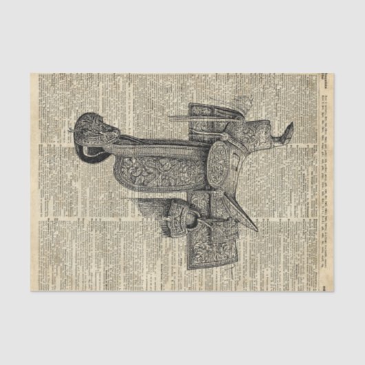 Horseriding Saddle Dictionary Art Tissuepapier (Voorkant)