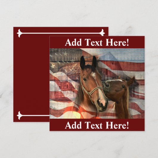 Horses American Flag Rustic Barn Bedankkaart (Voorkant / Achterkant)