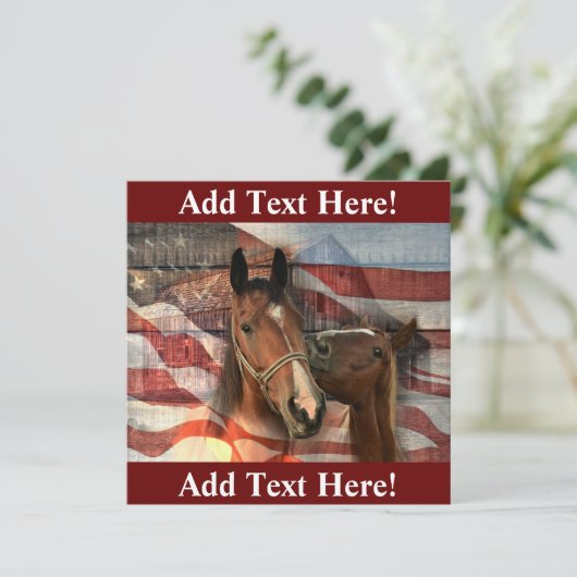 Horses American Flag Rustic Barn Bedankkaart (Staand voorkant)