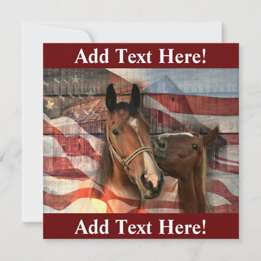 Horses American Flag Rustic Barn Bedankkaart (Voorkant)
