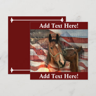 Horses American Flag Rustic Barn Bedankkaart