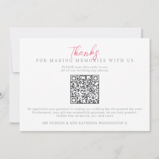 Horses and roses monogram wedding Photos QR Code Bedankkaart (Achterkant)