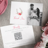 Horses and roses monogram wedding Photos QR Code Bedankkaart