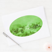 HORSES, Antiek lichtgroen ovaal Ovale Sticker (Envelop)