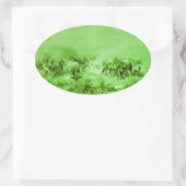 HORSES, Antiek lichtgroen ovaal Ovale Sticker (Tas)