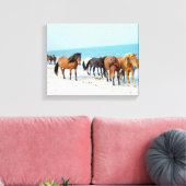 Horses Assateague Nationaal Zee Shore Maryland Canvas Afdruk (Insitu (Woonkamer))