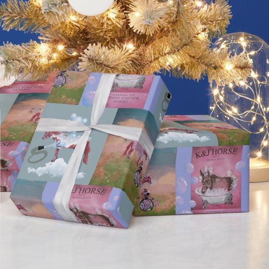 horses bathing cadeaupapier (Feestdagen)