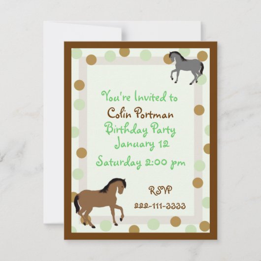 Horses Birthday Invitation Kaart (Voorkant)