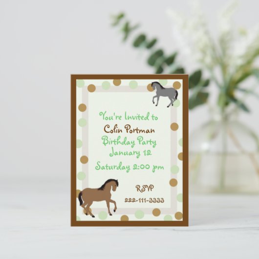 Horses Birthday Invitation Kaart (Staand voorkant)