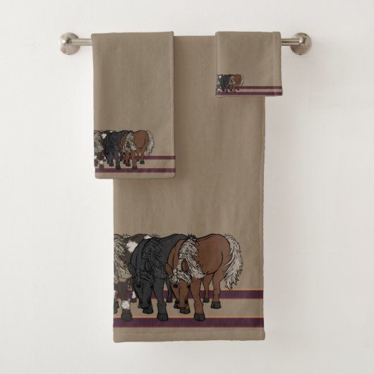 Horses by figdewdrop Bath Towel Set Bad Handdoek (Insitu)