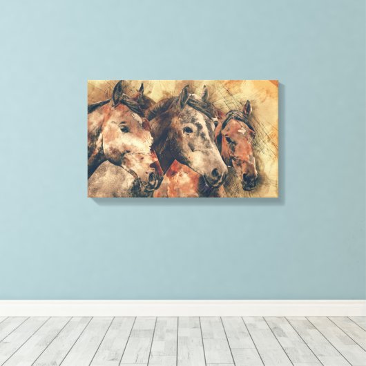 Horses Canvas Afdruk (Insitu (Houten vloer))