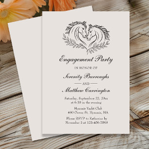 Horses Country Western Elegant Engagement Party Kaart