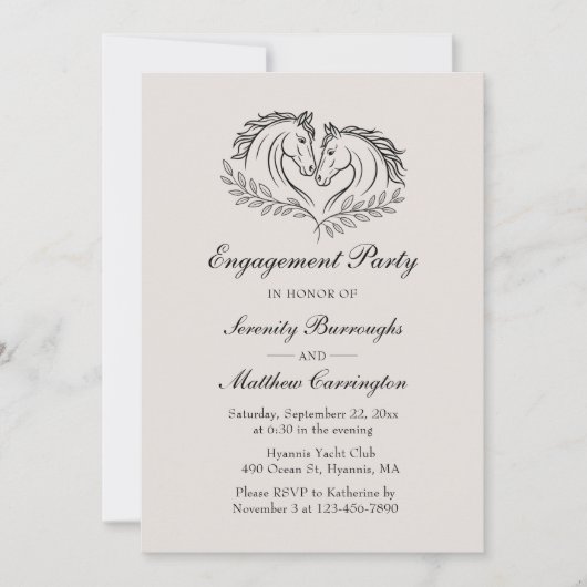 Horses Country Western Elegant Engagement Party Kaart (Voorkant)