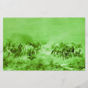 HORSES DIE Antiek licht groen GRAZEN Briefpapier