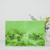 HORSES DIE Antiek licht groen GRAZEN Briefpapier (Staand voorkant)