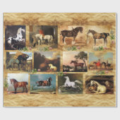 HORSES FINE ART PAINTINGS PARCHMENT, HOEFIJZERS CADEAUPAPIER (Vlak)