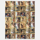 HORSES FINE ART PAINTINGS PARCHMENT, HOEFIJZERS FLEECE DEKEN (Voorkant)