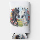 Horses framed by flowers seltzer blikjeskoeler (Voorkant)