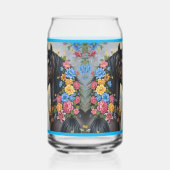  Horses framed in flowers  Blikvorm Glas (Rechts)