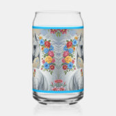  Horses framed in flowers  Blikvorm Glas (Links)