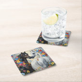  Horses framed in flowers Coaster Kartonnen Onderzetters (Insitu)