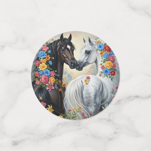 Horses framed in flowers confetti (Kleine voorkant)