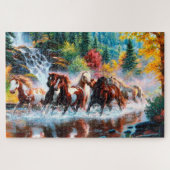 Horses Galloping in Forest Jigzaag Puzzle Legpuzzel (Horizontaal)