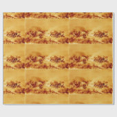 HORSES GRAZEN, Antiek bruin Oranje geel Cadeaupapier (Vlak)