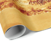 HORSES GRAZEN, Antiek bruin Oranje geel Cadeaupapier (Rol Hoek)