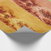 HORSES GRAZEN, Antiek rood bruin geel groen Cadeaupapier (Hoek)