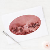 HORSES GRAZEN, Antiek rood roze ovaal Ovale Sticker (Envelop)