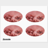 HORSES GRAZEN, Antiek rood roze ovaal Ovale Sticker (Vel)