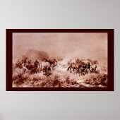 HORSES GRAZING Antiek bruin ,Sepia Poster (Voorkant)