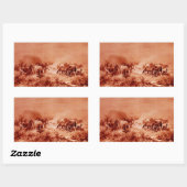 HORSES GRAZING,Antiek rode bruine roze Rechthoekige Sticker (Vel)