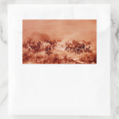 HORSES GRAZING,Antiek rode bruine roze Rechthoekige Sticker (Tas)