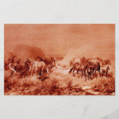 HORSES GRAZING Antiek Rood Bruin Roze Briefpapier (Voorkant)