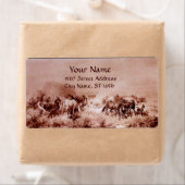 HORSES GRAZING, bruine sepia Etiket (Insitu)