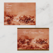 HORSES GRAZING, bruine sepia Visitekaartje (Voorkant / Achterkant)