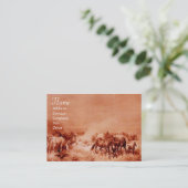 HORSES GRAZING, bruine sepia Visitekaartje (Staand voorkant)