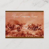 HORSES GRAZING, bruine sepia Visitekaartje (Achterkant)