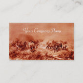 HORSES GRAZING, bruine sepia Visitekaartje (Achterkant)
