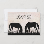 Horses Grazing Equestrian Wedding RSVP Kaart (Voorkant)
