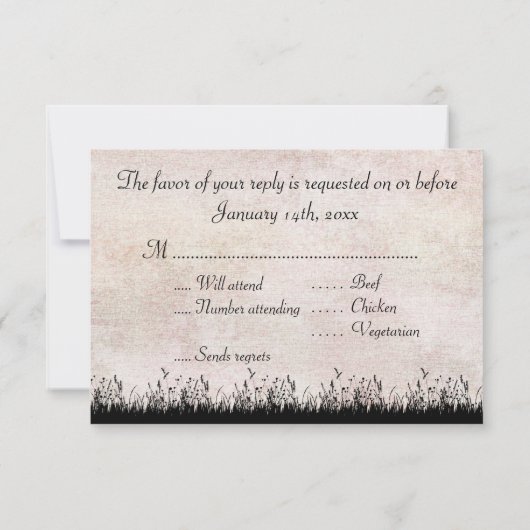 Horses Grazing Equestrian Wedding RSVP Kaart (Achterkant)