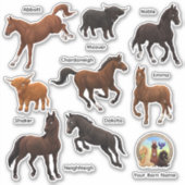 Horses Highland Cows Farm Custom-Cut Vinyl Sticker (Voorkant)