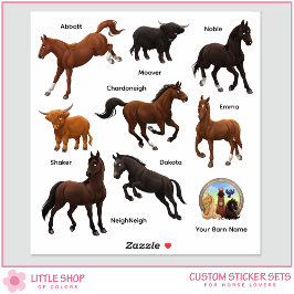 Horses Highland Cows Farm Custom-Cut Vinyl Sticker