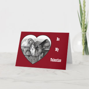 Horses in Pencil: Love: Valentijn: Horse Sense Feestdagen Kaart