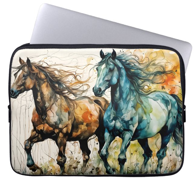 Horses in the Pasture Laptop Sleeve (Voorkant)